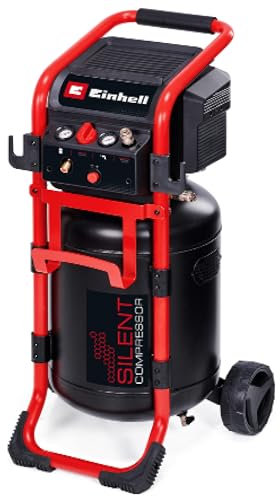 Einhell Compresor TE-AC 270/50 Silent (1.650 W, máx. 10 bar, depósito 50 l, potencia de aspiración 270 l/min, compresor silencioso 70 dB, 2 manómetros, reductor de presión, sin aceite)