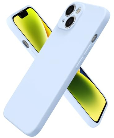 oakxco for iPhone 14 Case Silicone, Ultra Slim Thin Phone Case for Women Girls, Plain Solid Color Minimalist Aesthetic Cute Girly Design, Soft Rubber Gel TPU with Camera Cover Protection, Light Blue