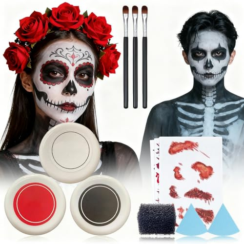 Halloween Schminke Set - Face Paint mit Theaterschminke, für Zombies Vampire, Cosplay, Faschingsschminke & Gruselige halloween make up