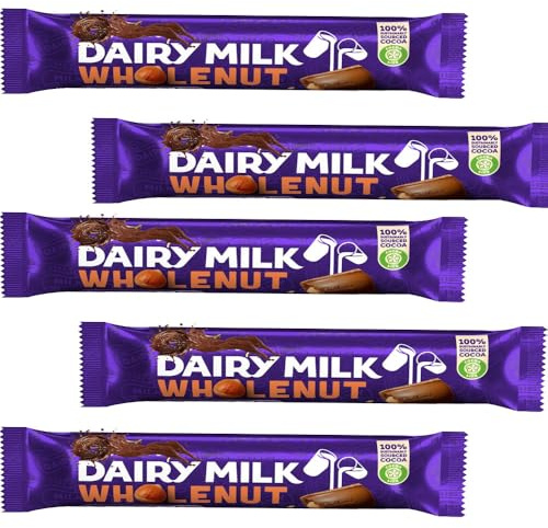 Dairy Milk Whole Nut Chocolate Bar 45g – Creamy Milk Chocolate with Crunchy Hazelnuts – Made with 100% Sustainably Sourced Cocoa (15 bar)