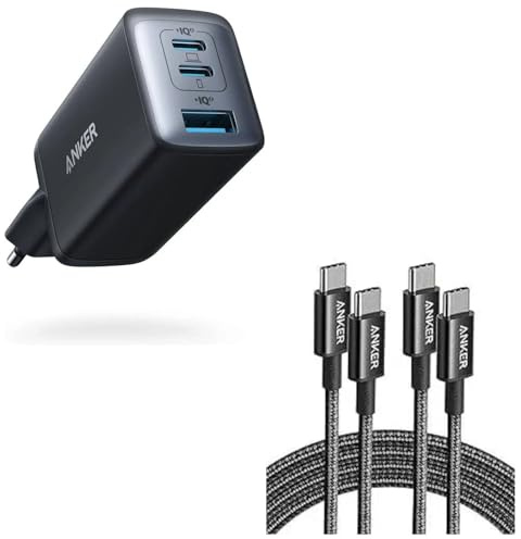 Anker 100W USB C Kabel [2 Stück 1,8m]+Anker 65W USB C Ladegerät