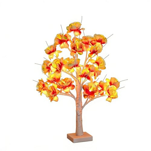 LED Birkenbaum Tischlampe Nachtkerzenblüten Leuchte USB‑Batterie‑Betrieb | 60cm Höhe Birkenbaum‑Design Zwei Betriebsarten USB‑ sowie Batteriebetrieb Sanftes Warmlicht Tolles Geschenk Für Geburtstag