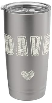 Dave Name Cute Heart Retro Love Dave Stainless Steel Insulated Tumbler