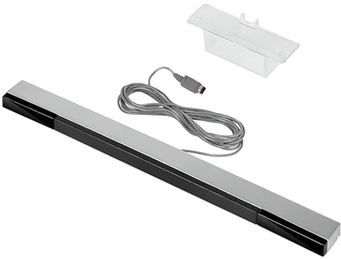 Rumgug Wii Sensorleiste Kabelgebunden Infrarot LED Sensor Bar Kompatibel mit Wii und Wii U Konsole, Ersatz IR Signal Empfänger mit Standfuß für Präzise Bewegungssteuerung, Plug and Play
