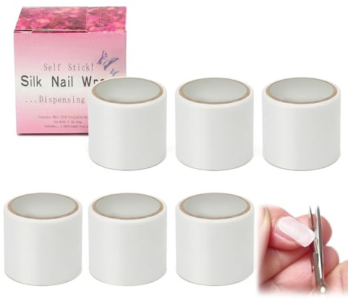Bettinay 6 Roll Split Nail Repair Kit, Silk Nail Wrap Self Adhesive for Broken Split, Diy Home and Salon Use