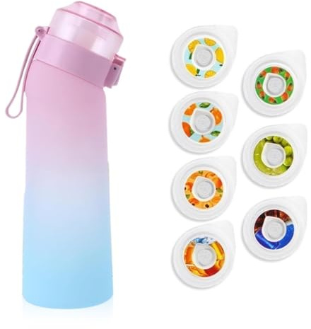 Sports Water Bottle 650ml, 7 Flavor Capsules Temperature Resistant Water Bottle for Gym, Hiking, Outdoor & Daily Use（Multiple colors available）