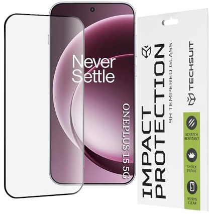 Techsuit Displayschutzfolie für OnePlus 15 Gehärtetes Glas mit 9H Härte, Vollständige Abdeckung, Stoßschutz, Oleophobe Beschichtung, Anti Fingerabdruck, Kratzfest, Blasenfrei, 111D Full Glue