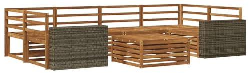 vidaXL Outdoor-Sofagarnitur 7 pcs Natur Massivholz Akazie, Gemütliches Outdoor-Set, modernes Lounge-Möbel, Garten-Sofa, tolle Terrassen-Sitzgelegenheit