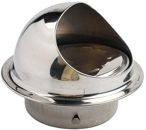EasyByMall Griglia di ventilazione rotonda in acciaio inox da 100 mm con cappello, copertura di scarico a parete con valvola di ritegno per cappa fumi d'olio, sfiato dell'aria anti-riflusso