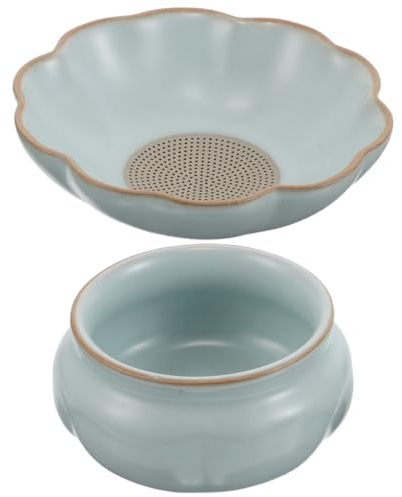 Keramik Teefilter mit Basis Blau, Teefiltereinsatz für Losen Tee | Porzellan Teefilter, Teesieb für Losen Tee, Teeaufsatz für Haustier