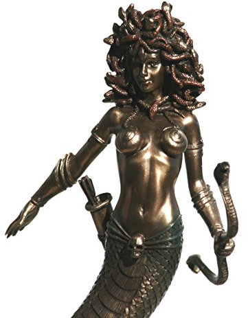 VERONESE Gorgon Medusa Statue, nackte weibliche Schlangenhaarskulptur, Bronze-Finish, 22 cm