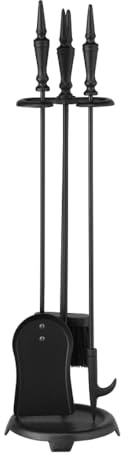 Rocky Mountain Goods Kaminbesteck Schmiedeeisen Schwarz 73,7 cm - Langes Werkzeugset inkl. Schaufel, Bürste, Schürhaken, Kaminwerkzeugständer - Schwerlastschmiedeeisen - Lang - dekorativ/funktionell