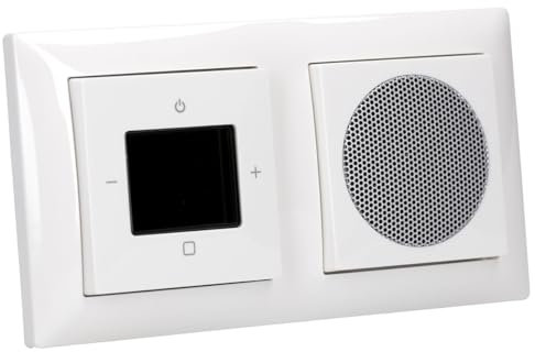 Busch Jäger Unterputz Digitalradio 8215 U (8215U) Lautsprecher + Radioeinheit + Abdeckungen + 2fach Rahmen im eleganten balance® SI Design in alpinweiß 1722-914