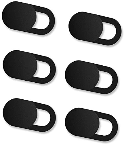 ivoler Pack de 6 Cache Webcam, Webcam Cover Autocollant Coulissant Couverture de Caméra Frontale Ultrafin pour Laptop, PC,Smartphones, Tablettes,Noteboook Pro, etc. - Noir