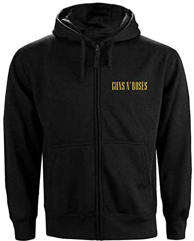 Guns N' Roses Classic Logo (Back Print) Sweat-Shirt À Capuche, Noir (Black Black), Medium Homme