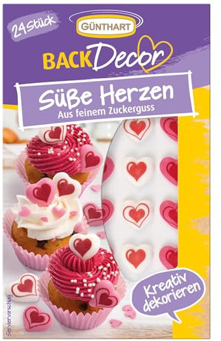 Günthart BackDecor Zuckerherzen mit Motiv rosa und weiß