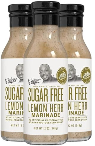 G Hughes Sugar Free, Lemon Herb Marinade - Sugar Free Marinades, Gluten Free Lemon Pepper Seasoning, Low Carb Marinades, Sugar Free BBQ Sauce - 12 Oz (3-Pack)