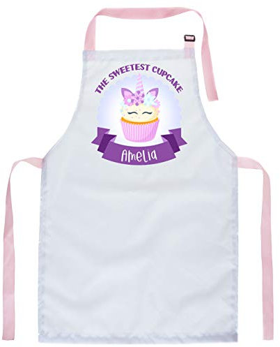 Ferocity Personalisierter Kinderschürze Kind Malschürze Kunstkittel Kochschürze Apron Werkschürze süßeste Cupcake mit Name [074]