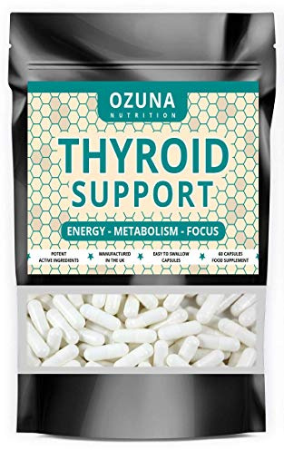 Thyroid Support Supplement - 60 Vegetarian Capsules - with Myo inositol, L-Tyrosine & Natural Iodine from Kelp - Energy & Focus Formula - UK Made - 1 Month Supply