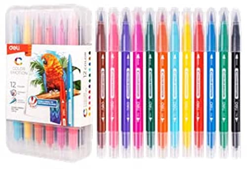 deli - Farbstifte mit doppelter Spitze (12er Pack) für Schule und Büro geeignet für Kinder und Jugendliche