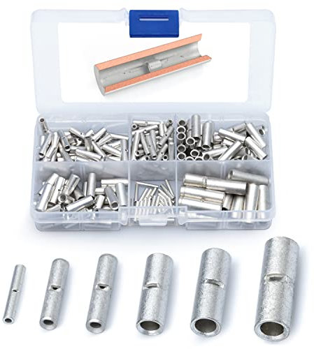 Wirefy Stoßverbinder unisoliert - Quetschverbinder, Crimpverbinder ohne Schrunpfschlauch - Kabel Crimp Verbindung im Set - 0,25-10mm² - 200 Stück