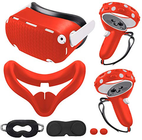 Kompatibel mit Oculus Quest 2 Zubehör, Silikon-Gesichtsabdeckung, VR-Gehäuse, Touch-Controller-Griffabdeckung, schützende Objektivabdeckung, Einweg-Augenabdeckung