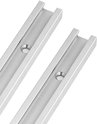 QWORK® 600mm T-Slot Track in Lega di Alluminio, T-Track con 6 Viti Autofilettanti per Router Table Saw per Falegname, 19 x 10 mm, 2 Pezzi