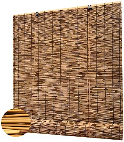 Bambusrollo,Durchscheinend Rollo Bambus,Retro Carbonization Natural Schilf Vorhang Bambus Handgewebt Sonnenschutzrollos,FüR Outdoor Fenster Und TüRen AußEnterrasse(Size:80 * 210cm/32 * 59in)