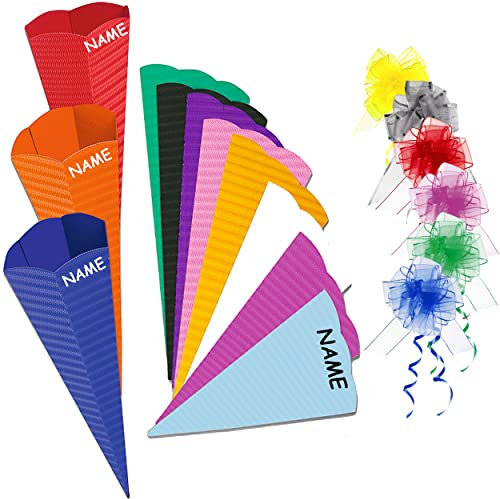 alles-meine.de GmbH Schultüte - Rohling Farbe & Größe wählbar_aus 3D Wellpappe - dunkel grau - 70 cm - incl. Name + Schleife - mit/ohne Kunststoff Spitze - Zuckertüte zum se..