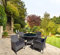 4 Seater Rattan Garden Furniture Dining Set 5 Piece Indoor, Outdoor, Patio, Conservatory Armchairs & Round Parasol/umbrella Table (Dark Grey Mixed With Dark Grey Cushions) RAIN COVER INCLUDED