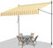 Fiqops Klemmmarkise Orang Weiß 350x120x 200-300cm, Balkonmarkise Sonnenschutz Markise Handkurbel ohne Bohren, UV-beständig, 100% Polyester, Höhenverstellbar