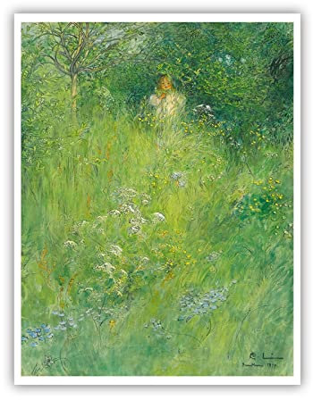 HengYun ART Carl Larsson Berühmtes Gemälde Druck Eine Fee (Kersti In The Meadow) (1899) Leinwand Poster Wandkunst Bilder für Hotel Dekor 80x104cm rahmenlos