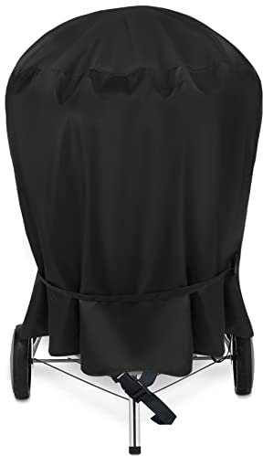NettyPro Charcoal Kettle Grill Cover 18 inch for Weber, Heavy Duty Waterproof Rain Cover Outdoor Round Smoker Cover, Fade and UV Resistant Small BBQ Grill Cover, 23'' W x 21'' D x 35'' H, Black