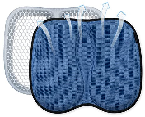 AP1US Gel Sitzkissen - Orthopädisch mit Atmungsaktive Gelkissen - Ergonomisches Design - Gelkissen Sitzkissen für Bürostuhl, Rollstuhl, Auto(Blau)