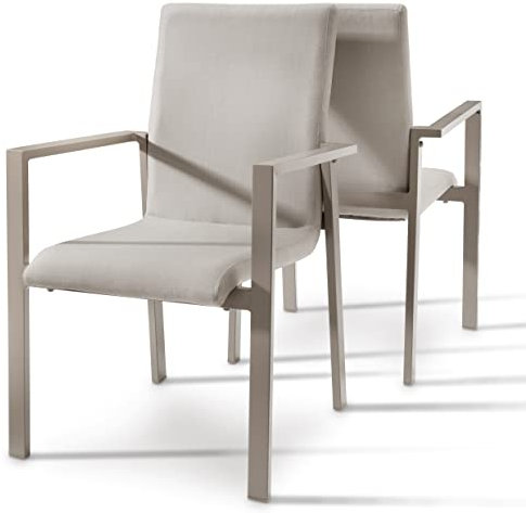Destiny Sessel Torino 2er Set stapelbar, Aluminium + Olefin, Taupe