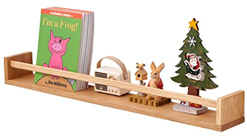 TREOAKWIS Wandregale Kinderzimmer - 80 cm Bücherregal Kinder Eiche Schweberegal Wandregal MassivHolz Bücherregal Kinder Wand für Wohnzimmer Gewürzregal