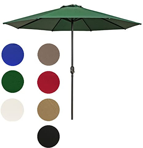 Strandschirm, Marktschirm für den Tisch im Freien, 2,7 m × 2,5 m, Sonnenschutz, regenfest, 8 stabile Rippen, mit Kurbelgriff, für Terrassen, Schwimmbäder, Strände, Cafés im Freien good