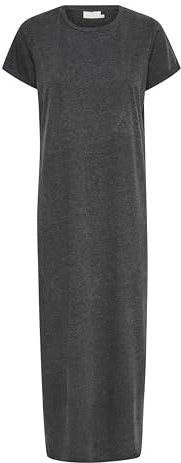 KAFFE Kleid KAcelina Damen Kleid Rundhals Maxi Kurzarm Casual Basic Freizeitkleider S, Dark Grey Melange