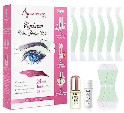 Beauty7 Wachsstreifen Fit Wax Strips Kaltwachs Enthaarungs Streifen Augenbrauen cold wax strips Präzise und schnell Reizarm & schmerzfrei Enthaarungsstreifen für alle Augenbrauen Form für Frau
