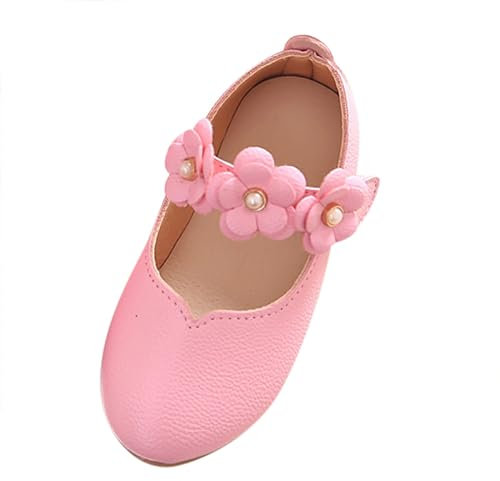 TDEOK Scarpe da battesimo per bambine, in pelle, primi passi da principessa, per bambini, antiscivolo, per ragazze, ballerina, scarpe singole, per bambini, ballerine, Colore: rosa., 23 EU