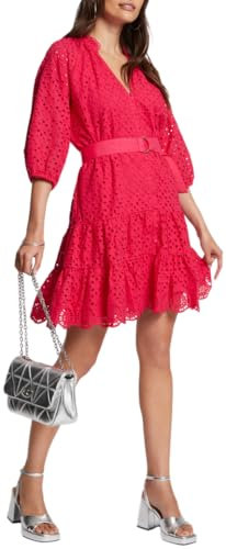 MORGAN Femme Robe Courte en Broderie Anglaise Manches Longues col en V 241-RFLAM/FRESIA/44