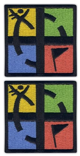 Set of Two - Patchion Geocaching - Square - Black Hook and Loop - Embroidered Patch/Badge/Emblem