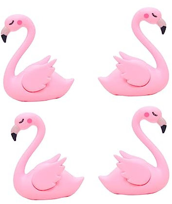 Warmhm 4 Stück Plastik Flamingo Kuchenornamente Auto Und Tischdekoration Langlebiges Flamingo Dekor Für Partys Und Feiern