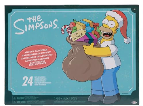 The Simpsons Advent Calendar Holiday 2024 by JAKKS Pacific, 24 Days of Surprises with Mystery Characters and Accessories! Approx. 3.8cm Scale Figures, Great Gift For Kids and Collectors