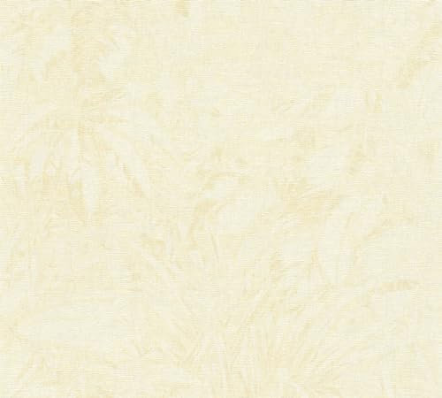 A.S. Création Smart Surfaces Papier peint intissé floral avec feuilles de palmier 10,05 m x 0,53 m - beige, jaune, or - Papier peint à motif de feuilles Made in Germany - 395602