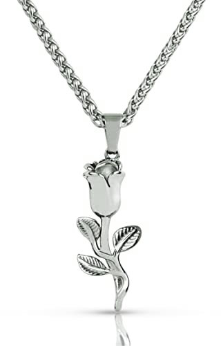 Forge & Foundry Men's 925 Sterling Silver Pendant with 21 Extendable Necklace Chain - Compass and Rose Penants (925 Silver - Rose)