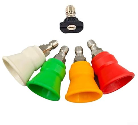 5Pcs Pressure Washer Nozzle Guard, 1/4inch Quick Connect Pressure Washer 0°, 15°, 25°, 40° Nozzle Tips with Guard Protector Holder
