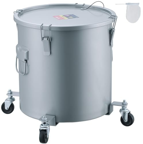 VEVOR Secchio per Grasso per Friggitrice, Contenitore per Smaltimento Olio da 8 Gal, Acciaio al Carbonio, Contenitore per Il Trasporto dell'Olio con Coperchio, Clip di Chiusura, Grigio