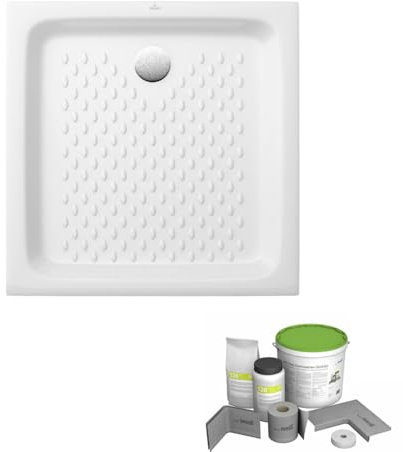 Pack receveur de douche 70 x 70 VILLEROY ET BOCH O Novo carré blanc + Kit d'étanchéité WEDI