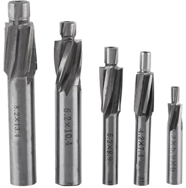 Senker mit Flachem Boden, 12 X 8 X 2, 5 Stück, Senker, Schaftfräser, Schlitzbohrer, Werkzeug, M3, M8, 4 Rillen, Hss-Al-Senkbohrer, Senkerbohrer